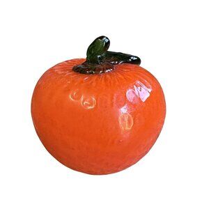 Vtg Murano Hand Blown Glass Orange/Tangerine 1970s Studio Art Glass Decor